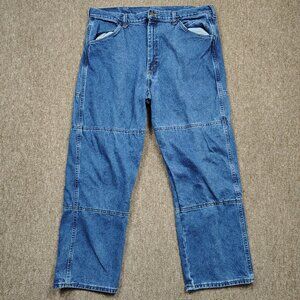 Vintage DRAGGIN JEANS Men's 38x30 Blue Cotton Denim Kevlar Lined Heavy Y2K